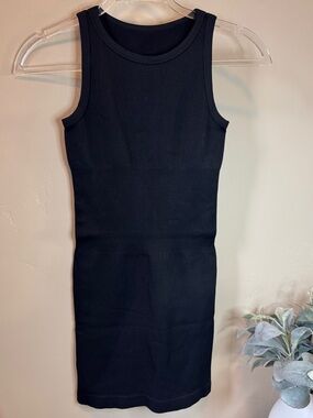 Sleeveless Black Ribbed Mini Dress